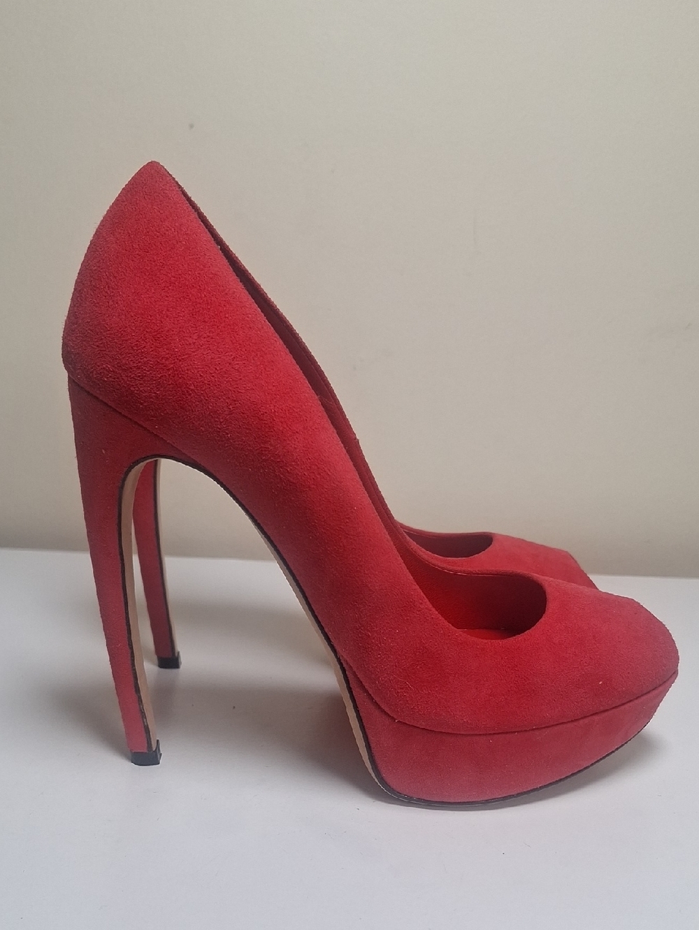 Alexander McQueen Suede Plarform Peep Toe Stilleto Heels Size EU 38